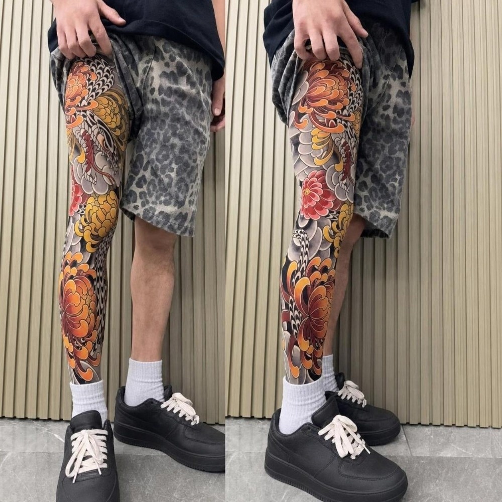 Full Leg Fake Tattoo Socks Sun - Fishing Socks recension och pris