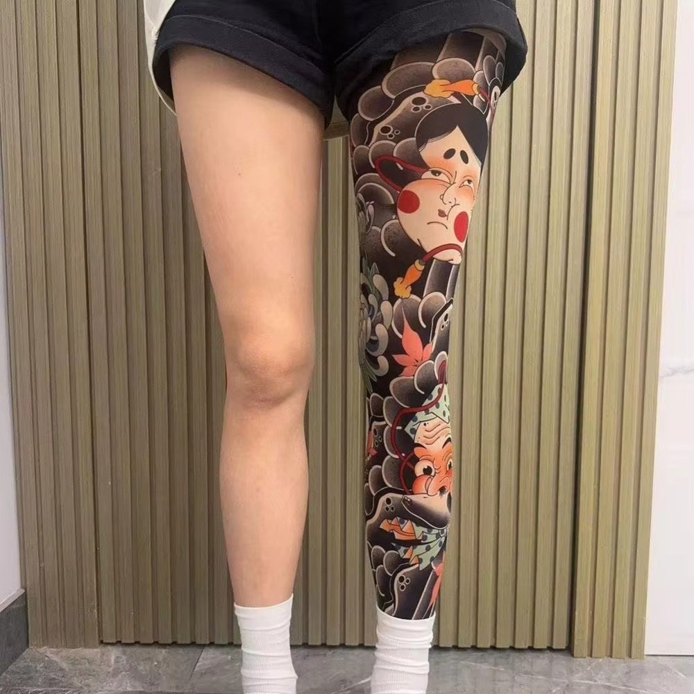Full Leg Fake Tattoo Socks Sun - Fishing Socks recension och pris